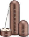 Zannaki Metal Moisture Proof Weekly Pill Organizátor, Stackable Aluminium Alloy BPA Bezplatné cestování 7 den Pill Box Pouzdro vodotěsné a velké kompartment držet pilulky, vitamíny, rybí olej, doplňky