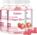 Multi kolagen Protein Glow Beauty Kolagen Gummies, Dámské anti- Aging Podpora s Glutathione, Biotin & Multivitamins, Promotes Skin & Hair Health, Jahoda, 180 Gummies (90 dní)