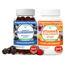Lunakai Elderberry a vitamin E Gummies Bundle - doplněk imunitní podpory se zinem a vitamin C Plus 1000iu přírodní VIT E Gummy pro oční a kožní zdraví