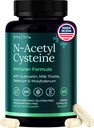 Vegan Játra Detox & Cleanse - NAC dodatek N-Acetyl Cysteine 600mg s Quercetin, Mléko Thistle, Molybden & Selen, N-Acetyl- Cysteine Kapsle pro imunitní podporu 124; Diet Kits & Systems
