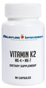 Přírodní vitamín K2 MK4 Plus vitamin K2 MK7 High- Potency 15,000mcg MK-4 + 60mcg MK-7 podporuje kostní a arteriální zdraví Vegi- Kapsle Soy- bez