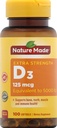 Příroda vyrobený vitamín D3 Dietní doplněk Softgels, 5000 I.U, 100 Počet