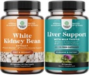 Bundle of Natural White Ledney Bean Extract - Stravovací zdraví Dietní Vláknina a Workout Dodatek a vyčištění jater a Detox & Opravy Formule - Bylinné Játra Supplement s mléčným bodlákem