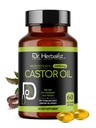 Dr. HERBALIST Castor Oil Capsules - 1600mg per Serving, 60 Počet - Non- GMO, Fast- Absorbing, Vegetarian, Cold- Pressed, a vysoká potence - Podporuje pleť, vlasy, přírodní laxativy a stravovací zdraví