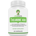 VitaMonk L Theanine 400mg dodatek - L- Theanine 400mg bez umělých plnidel - Extra síla L Theanine dodatek - Ltheanine 60 Kapsle