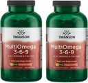 Swanson MultiOmega 3-6-9 - Non- GMO Flax, Borage & Fish Oil Kapsle - Základní mastné kyseliny podporující kardiovaskulární zdraví a zdraví mozku - (220 Softgels, 2400mg Serving) 2 Lahve