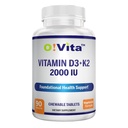Vitamin D3 + K2 2000IU Žvýkací materiál pro podporu kostního zdraví, 90 Vegetariánských žvýkací tablety, až do 3měsíční dodávky