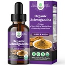 USDA Organic Ashwagandha Liquid Drops - Ashwagandha Root Extract for Stress and Mood Support - Delicious Pure Adaptogen Drops for Dospělí - Alcohol- Free Bylinné tinktury pro odpočinek - 30 ml láhev