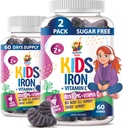 SUNNY SAM Iron Gummies for Kids & Teens - 10mg Vitamíny s vitaminem C - Low- Cukr Žvýkací Iron Gummy dodatek pro imunitní podporu, podporuje výrobu červených krvinek pro děti a dospívající dívky