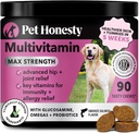 Pes Multivitamin Max Strength - 15 v 1 Vitamíny pro zdraví a srdce - Essentials Fish Oil, Glucosamine, Probiotika, Omega Fish Oil - Multivitamíny doplňky pro kůži a kabát