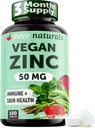 Yuve Naturals Vegan Zinek 50 mg - Zinkový glukonát pro imunitní a kožní podporu - Gluten Free, Non GMO, Plant based - 100 Snadno spolknout tablety