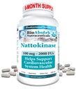 Bio Absorb Nattokináza dodatek. 100 mg, 2000 FU. 6-Month Supply. Non-GMO Natto Extract enzyme (180 Veggie Caps)