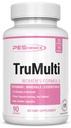 PEScience TruMulti Multivitamin pro ženy se železem, Denní Formule s Premium Vitamin C, D, Zinkový dodatek pro imunitní podporu, Česané minerály, 90 Snadno spolknout kapsle