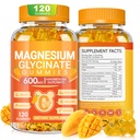 Glycinátové gumy hořčíku 600 mg, Žvýkací cukr bez draslíku Magnesium- gumy s magnesium- glycinátem, vitamin D, B6 a CoQ10 pro spánek, relaxace, mozek & svalovina, 120 Počet