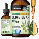 BIO KRAUTER Olive Leaf Extract Liquid - Olive Leaf tinktura pro imunitní podporu - Alkohol a cukr zdarma - Vegan kapky 2 Fl.Oz.