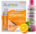 Aurora Nutrascience Mega Liposomální vitamin C 32 Pack + Vitamin D3 / K2 Lahvička - dodatek pro imunitní podporu a kognitivní zdraví - 32 Servings Each