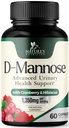 D-Mannose dodatek 1,350 mg s Cranberry & Hibiscus - Efektivní Fast-acting, Flush Nečistoty pro přírodní močová měchýř, Močová Trakt Podpora zdraví, pro ženy a muže, non-GMO, Vegan, 60 Kapsle