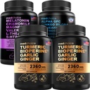 MEDCHOICE Turmeric & Ginger (240ct), Sleep Melatonin (90ct), a Nootropic Brain (60ct) Doplněk Bundle - Wellness Trio pro mozek, spánek, a imunitní podpora - Vegan, Non- GMO, gluten- zdarma