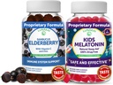 Lunakai Dospělý Elderberry a děti Melatonin Gummies Bundle - Imunitní podpora se zinkem a vitaminem C pro dospělé a děti - Non- GMO, Vegan, gluten zdarma přírodní spánkový Gummy