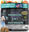 Googipet Probiotika pro psy stravitelné zdraví - Prebiotika a probiotika Žvýkačky pro psy Gut Zdraví + Dědičné Enzymy - Pes Probiotika pro Yeast Itchy Skin Itchy Uars w / Papaya, dýně, & Fiber