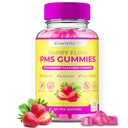 PMS Gummies - Happy Flow PMS Supplement Support for Women - Strawberry PMS Relief Supplement with Vitamin B6 for Hormon Balance, Period Support, Cramps, Hormonal Acne & Bloating Relief (60 Počet)