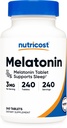 Nutricost Melatonin 3 mg, 240 tablet - 3 mg Per Serving, Non- GMO, bez glutenu