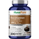 NusaPure Glucomannan 1000 mg na porci 200 Veg Caps (BioPerine, Non- GMO, Vegan) Konjac Root