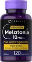 Carlyle Melatonin 10mg color 124; 120 Kapsle CLAS 124; s Ashwagandha CLAS 124; Triple Strength Formule CLAS 124; Non- GMO, gluten zdarma dodatek