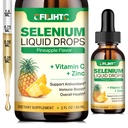 Selen Liquid Drops, 200mcg Liquid Selen dodatek s vitamínem C & zinek, podpora imunitního systému, antioxidant & srdce zdraví, vysoká absorpce, ananasový flavor, 2 Fl Oz