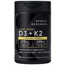Sportovní výzkum Vitamin D3 K2 s 5000iu Plant- based D3 & 100mcg vitaminu K2 jako MK-7, Non-GMO ověřený & Vegan Certified - 160 Tekuté ponožky