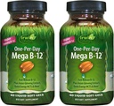 Irwin Naturals One- Per- Day Mega B-12 1,500mcg High Potency Methylkobalamin Vitamin - Rychlá zesílená absorpce s MCT + Asian Ginseng - Natural Energy Boost - 60 Tekuté ponožky (Balení po 2)