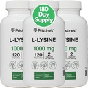 PRISTINE 'S L Lysin 1000mg (3 balení) Lip & Gum Zdraví Essential Amin Acid Imunity Supplementary Capsules -180 Day Support Muscle & Tissup - Kolagen Production - Vegan gluten Free Non GMO