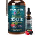 BuckLEBURY Liquid Zeolite Detox pro děti s probiotiky - Cukr zdarma přírodní Berry Flavour Probiotika pro děti - Zeolite Heavy Metal Detox a imunitní podpora - 2 Fl Oz