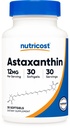 Nutricost Astaxanthin 12 mg, 30 Softgels - Non- GMO a gluten zdarma