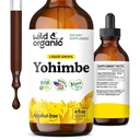 Wild & Organic Yohimbe doplňky pro muže a ženy - 5 mg Yohimbine Extract tinktura - Alcohol- Free Yohimbe Bark Drops - Vegan, Non- GMO & Sugar- Free - 4 fl oz