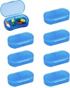 8PCS Pill Pouzdro Pocket Malý držák na pilulky, Denní AM & PM kontejnery, Medicine Holder, Ideal for Medication, Vitamin, dodatek, Ideální pro cestování, Ideální pro Purse (modrá)