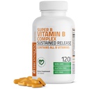 Bronson Super B vitamin B komplex setrvalé pomalé uvolňování (vitamin B1, B2, B3, B6, B9 - kyselina listová, B12) Obsahuje všechny B vitaminy 120 Tablety