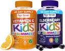 Feel Great Imunitate Support Gummies for Kids Duo - 90 Day Supply - Zinek, Vitamin C, Elderberry - Gluten Free, Plant Based - Chutné Berry & Citrus Gummies