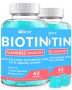Sugar- Free Biotin Gummies, Biotin a kolagen Gummies with Keratin, Hyaluronic Acid for Women & Men CLAS124; Vlasy růst, Žvýkací kůže a silné nehty CLAS124; Vitamin B7 dodatek, Non- GMO, Žvýkací