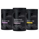 Sportovní výzkum Vegan Biotin 10,000mcg s kokosovým olejem, večerní primrose dodatek z Cold Pressed Oil a rostlin na bázi vitaminu K2 MK7 + Vegan D3 5000iu