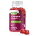 Viteey Vitamin B Komplexní gumy s vitaminem C - Energie, Metabolismus a imunitní podpora - B6, B12, Niacin, kyselina listová, biotin, vápník - Vegan, gluten- Free - 60 Počet