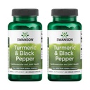 Swanson Turmeric & Black Pepper - Organic Joint Health, Heart Health, Digestion, & Játra Supplement - Přírodní vzorec pro zlepšení biologické dostupnosti a absorpce - (60 Veggie Kapsle) 2 Pack