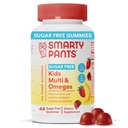 SmartyPants Kids Multivitamin Gummies, Sugar Free: Omega 3 (ALA), Vitamin D3, C, Vitamin B12, B6, A, K & Zink pro imunitní podporu, Biotin, Erythritol Free, Jahodová banán, 44 Počet (22 Day Supply)