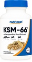 Nutricost KSM- 66 Ashwagandha Root Extract 600mg, 60 Veggie Caps - 5% Witanolides - with BioPerine - Full- Spectrum Root Extract