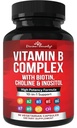 Divine Bounty Super B Complex Vitamíny - Všechny B vitaminy včetně B12, B1, B2, B3, B5, B6, B7, B9, kyselina listová - vitamín B dodatek - Podpora metabolismu zdravé energie - 90 Vegetariánských kapslí
