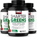FORCE FACTOR Smarter Zelené Tablety, 3- Pack, Zelený dodatek s 25 + Superfoods a antioxidanty k zlepšení trávení, snížení stresu, posílení imunity, a podpora metabolismu, 270 Tablety