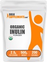 BulkSupplements.com Organic Inulin Powder - Inulin Supplement, Soluble Fiber Powder - Vegan & gluten Free - 2.5g per Serving, 500g (1,1 lbs) (balení po 1)