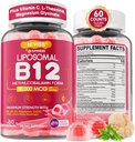 Methyl B12 Gummies 5000 mcg / 10000 mcg w / L- methylfolát, B6, Lví hříva, CoQ10, PQQ, Glycinát hořečnatý, extra síla Liposomální vitamin B12 komplex pro energii, zaměření, mozek & imunita 1Pack