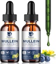 Mullein Drops for Lungs, Lung Detox & Cleanse, Vegan Mullein Leaf Extract tinktura s chlorofyl Elderberry, atd, přírodní bylinný dodatek pro dýchací, imunitní, 60 Služeb