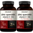 NatureBell Zinek Quercetin s vitaminem C & D3, 480 Kapsle (2 balení) 1 000 mg + Zinek 50 mg + Vitamin C 250 mg + Vitamin D3 5 000 IU Vitamin 124; 4- in-1 Advanced Immunication & Lung Support Factory 124; ZincVanta Formule